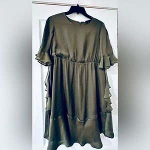 Silky olive green dress NWOT
